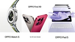 Oltre all'Oppo Find X9, che è l'obiettivo principale, la prossima settimana saranno lanciati anche l'Oppo Watch S e l'Oppo Pad 5. (Fonte immagine: Oppo, modificato)