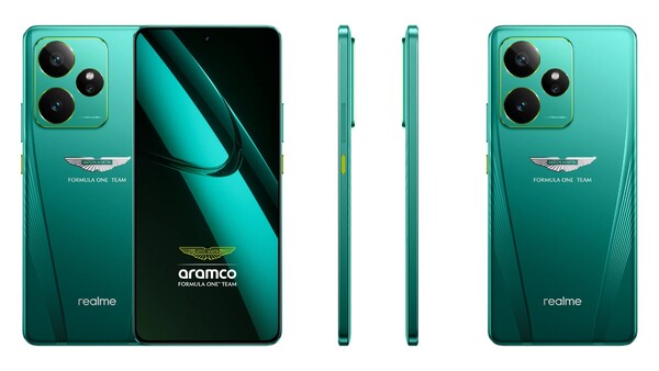 Il Realme GT 7 Dream Edition ha un pulsante di accensione giallo e accenti gialli intorno all'isola della fotocamera. (Fonte immagine: Realme)