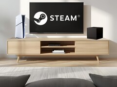 La Steam Machine di Valve accanto alla PS5 in salotto (Fonte: Sony PlayStation, Valve con modifiche)