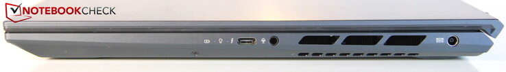 A destra: USB-C (con Thunderbolt 3 e funzione di ricarica), presa audio, alimentazione