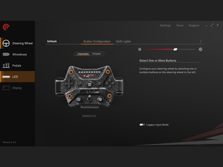 Software RaceHub per PC con varie impostazioni personalizzabili.