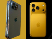 Modello di design iPhone Ultra trapelato (a sinistra) accanto all'iPhone 17 Pro (a destra) - modificato.