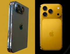 Modello di design iPhone Ultra trapelato (a sinistra) accanto all'iPhone 17 Pro (a destra) - modificato.