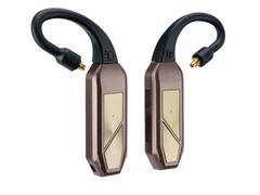 Il DAC wireless iFi Go Pod Max si collega direttamente agli IEM e si indossa intorno alle orecchie. (Fonte: iFi)