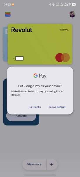 Un nuovo pop-up suggerisce di impostare Google Pay come metodo di pagamento predefinito.