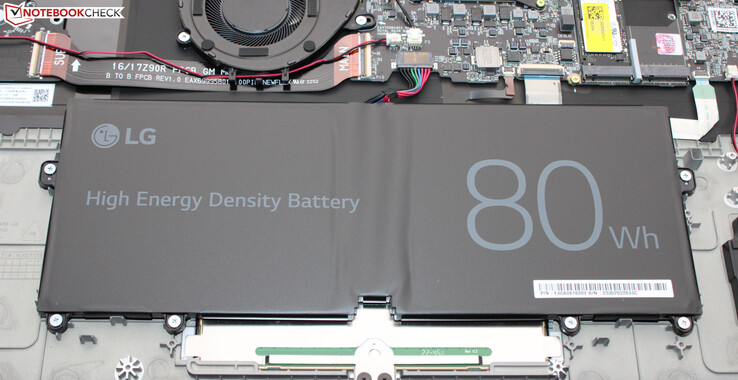 La batteria ha una capacità di 80 Wh.