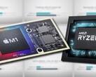 Il SoC Apple M1 è riuscito a battere l'AMD Ryzen 9 5900HX nella maggior parte dei benchmark. (Fonte immagine: Apple/AMD/Max Tech - modificato)