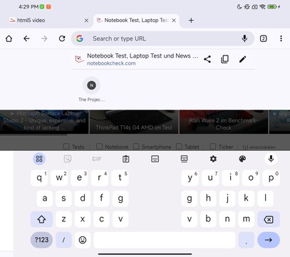 Tastiera sul display interno, modalità orizzontale (Google Gboard)