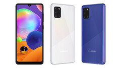 Galaxy A31 in colorazione Prism Crush Black, Prism Crush White e Prism Crush Blue