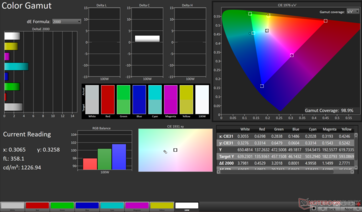 gamma cromatica 2D sRGB: copertura del 98,9%