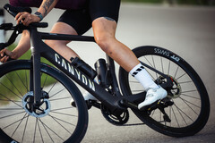 La e-bike Canyon Endurace:ONfly (nella foto) è dotata di un sottile telecomando montato sul manubrio che consente di cambiare modalità e visualizzare lo stato di assistenza. (Fonte: Canyon)