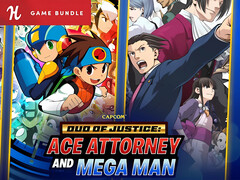 Banner dell'offerta Humble del Duo della Giustizia: Banner dell'offerta bundle Humble di Ace Attorney e Mega Man (Fonte: Humble Bundle con modifiche)