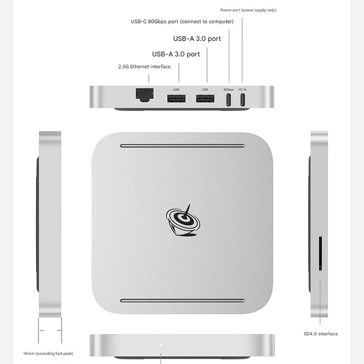 Porte e design del dock Mate SE (Fonte immagine: Beelink - traduzione automatica)