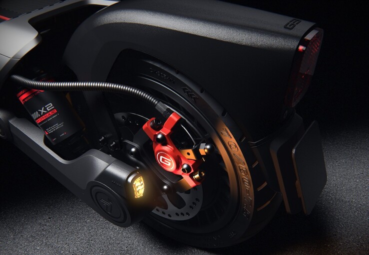 Lo scooter elettrico Segway Max G3 Plus è dotato di pneumatici autorigeneranti, freni a disco con controllo della trazione e una luce di stop posteriore.
