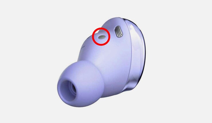 Il perno di ricarica in metallo su Galaxy Buds Pro si appoggia alla pelle quando lo si indossa. (Fonte immagine: Samsung