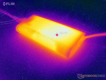 L'adattatore CA raggiunge oltre 45 C quando si utilizzano carichi impegnativi