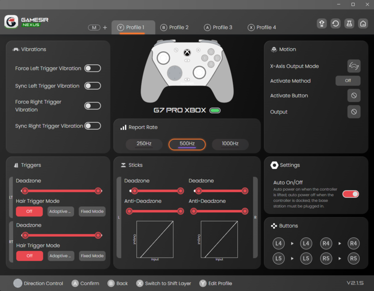 Menu principale di Gamesir Nexus 