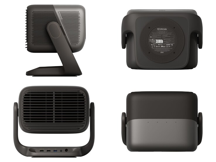 Il design del proiettore Jmgo N3 Ultimate mostra le porte e le viste multi-angolo