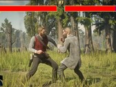 Il protagonista di Red Dead Redemption 2, Arthur Morgan, combatte contro un PNG in stile Mortal Kombat. (Fonte immagine: Blurbs su YouTube, screenshot)