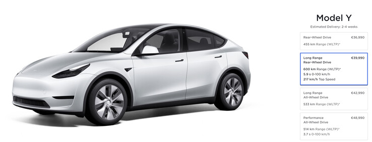 La Model Y LR RWD costa solo 39.990 euro in alcuni Paesi (immagine: Tesla)