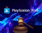 Banner relativo alle cause legali riguardanti il PlayStation Store, con l'immagine di un martelletto