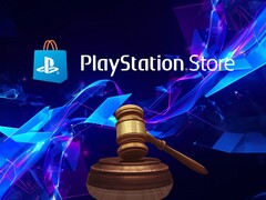 Banner relativo alle cause legali riguardanti il PlayStation Store, con l'immagine di un martelletto