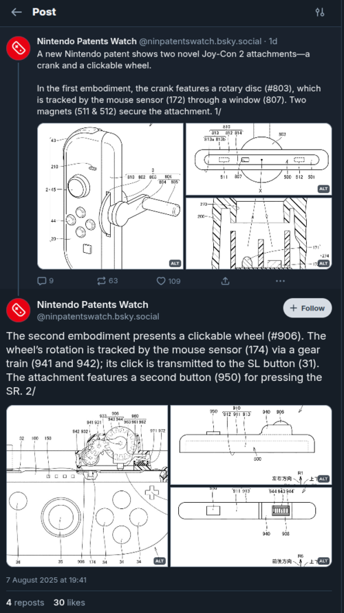 La manovella di Switch 2 probabilmente troverà posto in un gioco di pesca, la giuria non è ancora pronta per l'accessorio ruota (Fonte: Nintento Patent Watch via Bluesky)