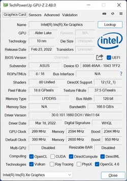 GPU-Z - Grafica Iris Xe G7