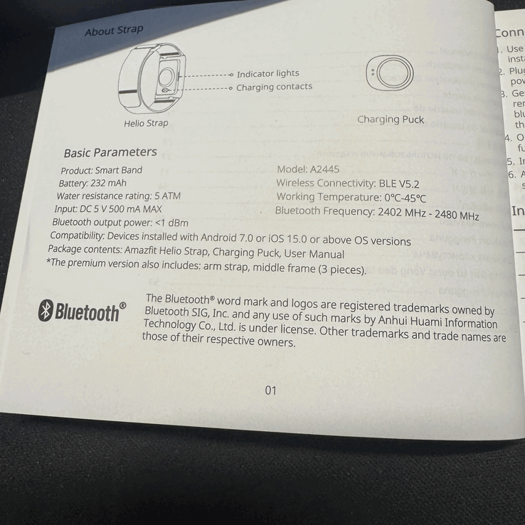 L'Amazfit Helio Strap Premium è menzionato nel manuale di istruzioni. (Fonte immagine: r/iamstevejones via Reddit)