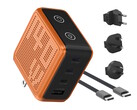 Il caricabatterie BMX GaNsta Pixel da 140 W consente di alimentare fino a quattro dispositivi USB contemporaneamente ed è dotato di adattatori CA per tutto il mondo.