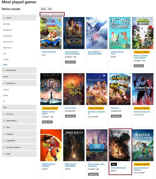 I giochi Xbox più giocati con Final Fantasy 16 (Fonte immagine: screenshot, Microsoft)