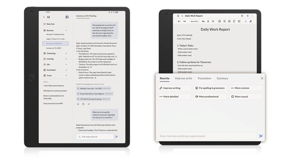Il TCL Note A1 NxtPaper è dotato di diverse funzioni AI. (Fonte: TCL)