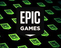 Epic Games ha precedentemente regalato Dark e Darker gratuitamente nel dicembre 2024. Nella foto - Il logo di Epic Games Store sovrapposto ad uno sfondo stilizzato con altri loghi. (Fonte: Epic Games Store)
