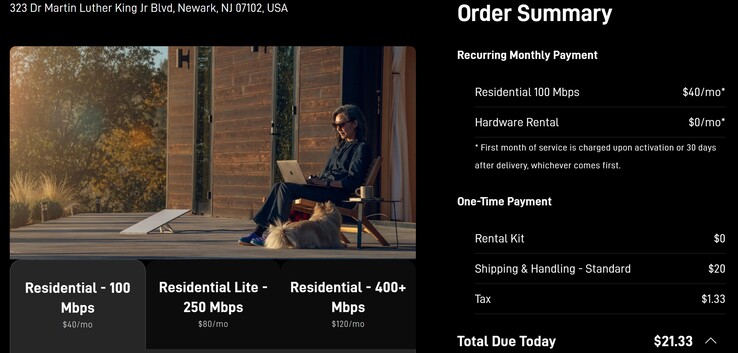 L'offerta del piano Starlink 100 Mbps Residential da 40 dollari. (Fonte: Starlink)