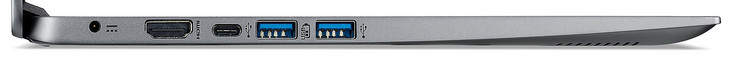 Sinistra: porta alimentazione, HDMI, 3x USB 3.1 Gen 1 (1x Type C, 2x Type A)