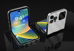 Un&#039;immagine concettuale che immagina se Apple costruisse un iPhone attorno al fattore di forma di Galaxy Z Flip. (Fonte: Technizo Concept)