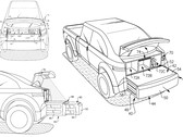Il Ford F-150 Lightning potrebbe presto ricevere un accessorio per il bagagliaio che ne aumenta notevolmente l'utilità rispetto al bagagliaio a due posti del Cybertruck (fonte: Pubblicazione della domanda di brevetto USA)