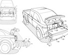 Il Ford F-150 Lightning potrebbe presto ricevere un accessorio per il bagagliaio che ne aumenta notevolmente l'utilità rispetto al bagagliaio a due posti del Cybertruck (fonte: Pubblicazione della domanda di brevetto USA)