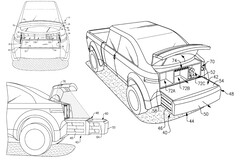 Il Ford F-150 Lightning potrebbe presto ricevere un accessorio per il bagagliaio che ne aumenta notevolmente l'utilità rispetto al bagagliaio a due posti del Cybertruck (fonte: Pubblicazione della domanda di brevetto USA)