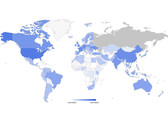I Paesi del G7, l'Ucraina e la Cina sono di colore blu intenso. Purtroppo, non ci sono dati sulla Russia. (Immagine: imperva)