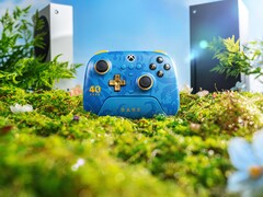 controller 8BitDo Rare 40th Anniversary con console Xbox Series X e Series S sullo sfondo. (Fonte immagine: Poster promozionale ufficiale di 8BitDo)
