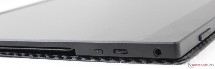 A sinistra: pulsante OSD, controllo OSD/volume/luminosità, jack da 3.5 mm per le cuffie