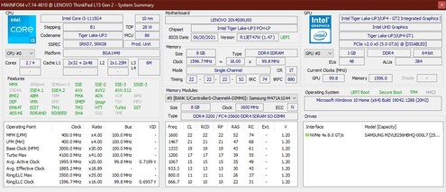 Lenovo ThinkPad L15 G2 - HWInfo