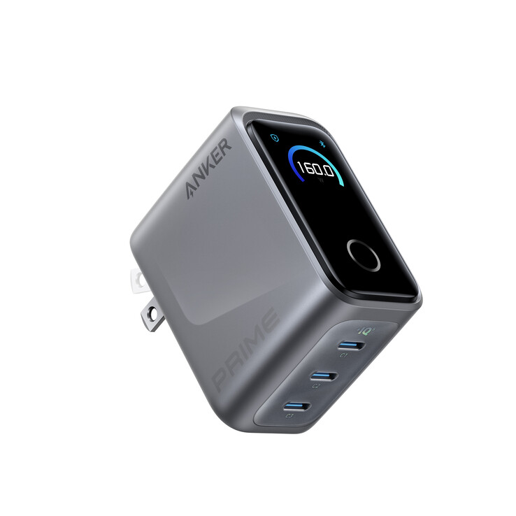 Il caricabatterie Anker Prime 160 W è dotato di un display touch intelligente (Fonte: Anker)
