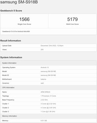 Galaxy S23 Ultra. (Fonte: Geekbench)