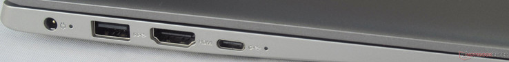 Left: DC in, USB 3.0, HDMI 1.4, USB 3.1 (Gen 1) Type-C, status LED