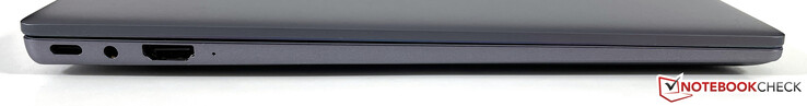 Lato sinistro: USB-C 3.2 Gen.1 (ricarica, modalità DisplayPort ALT), 3.5 mm stereo, HDMI 1.4b