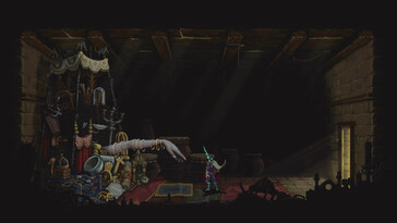 Un'immagine che mostra un personaggio non giocante (NPC) in Blasphemous 2.