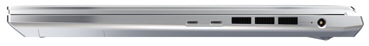 A destra: Thunderbolt 4 (USB-C, DisplayPort), Thunderbolt 4 (USB-C, DisplayPort, Power Delivery), alimentazione