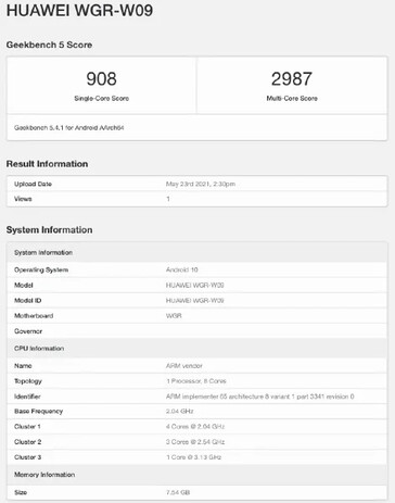 Due nuovi dispositivi presumibilmente di Huawei appaiono su Geekbench. (Fonte: Geekbench)